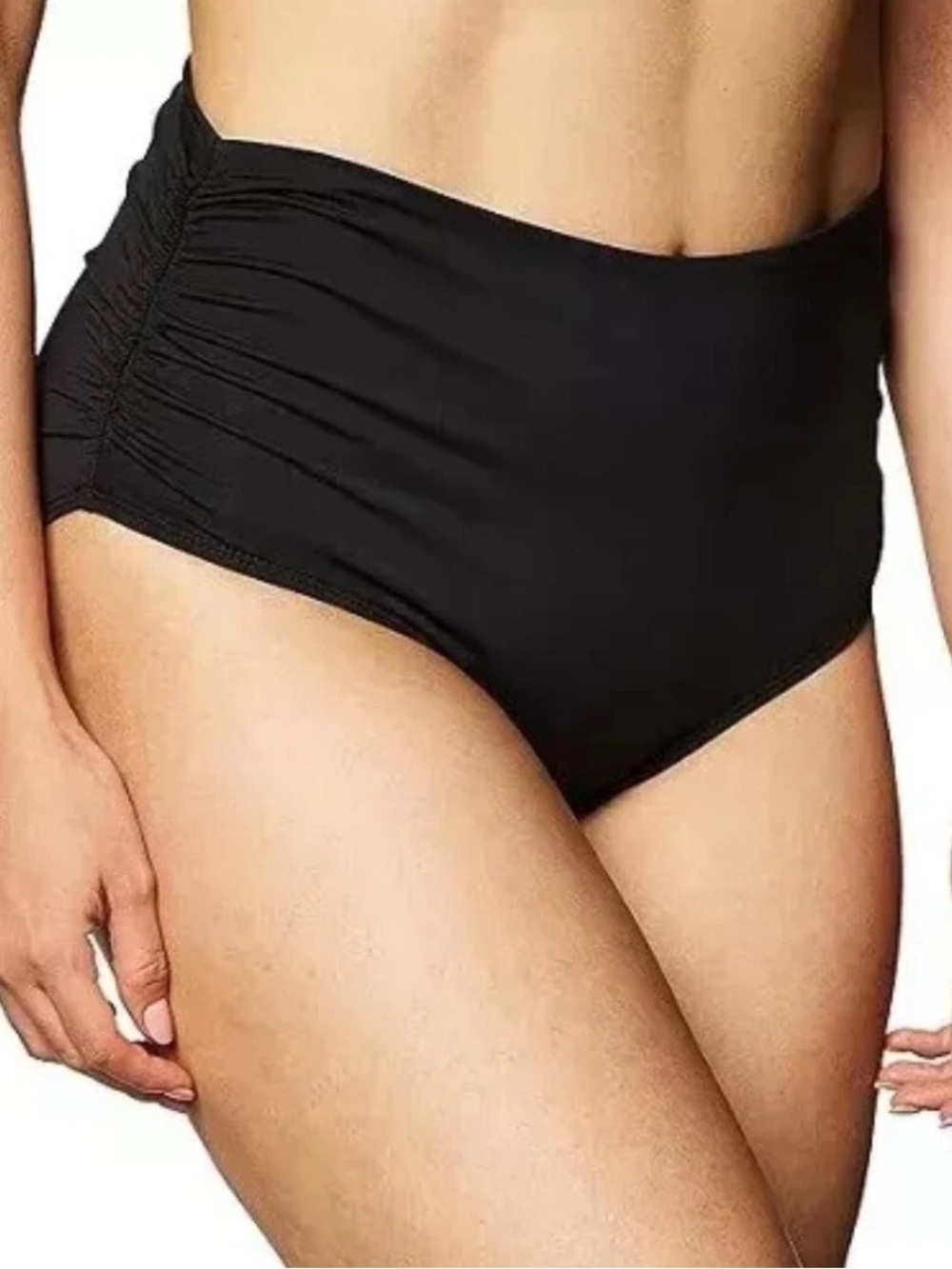 🆕 Anne Cole Convertible Swim Bottoms High Waisted Ruched Sides Black XXL